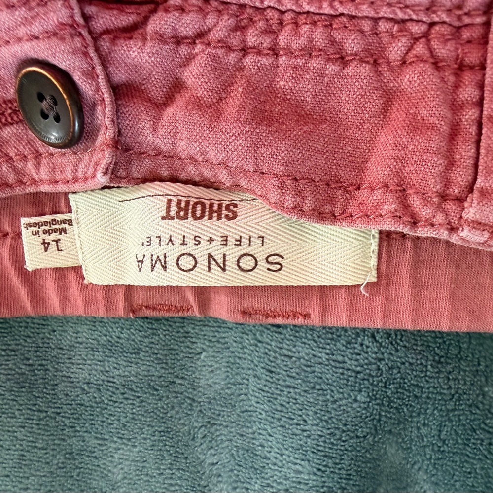 Sonoma Coral Button-Accent Shorts